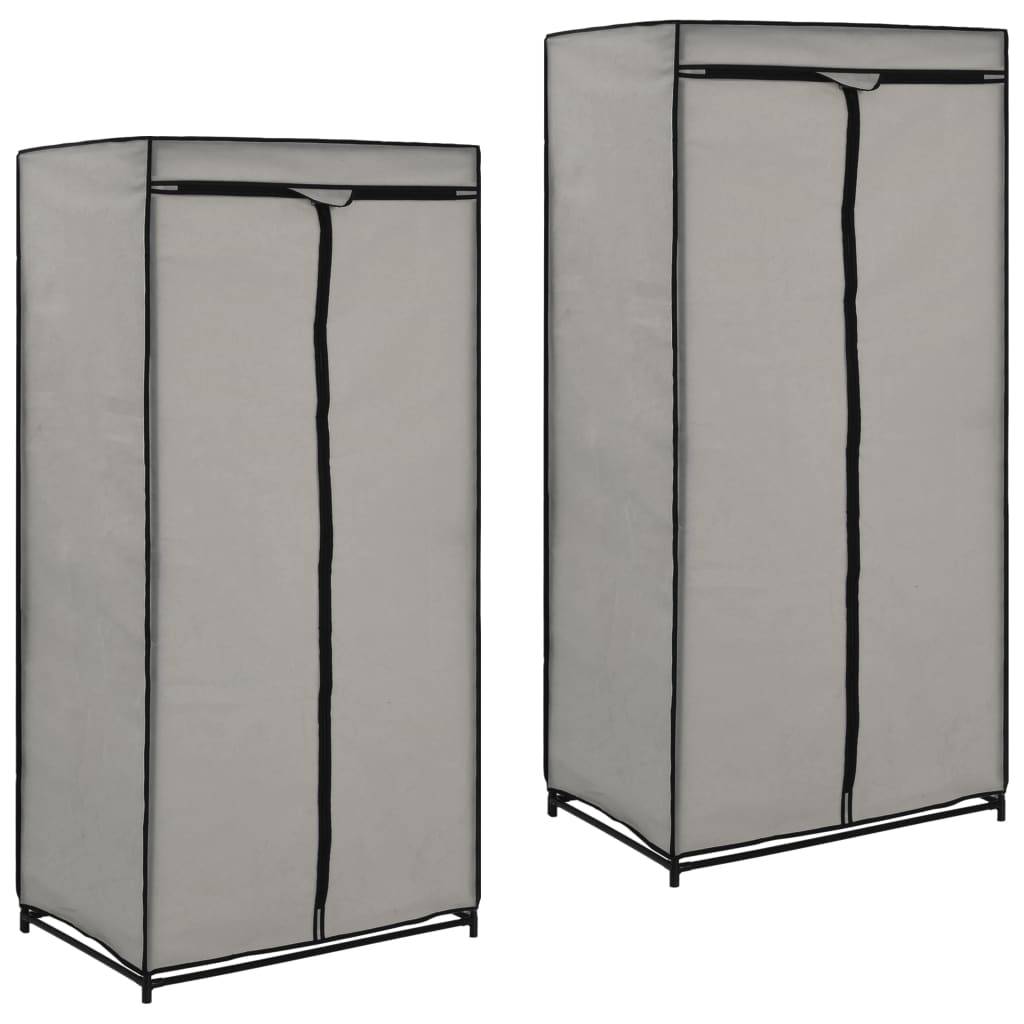 vidaXL Kleiderschränke 2 Stk. Grau 75×50×160 cm
