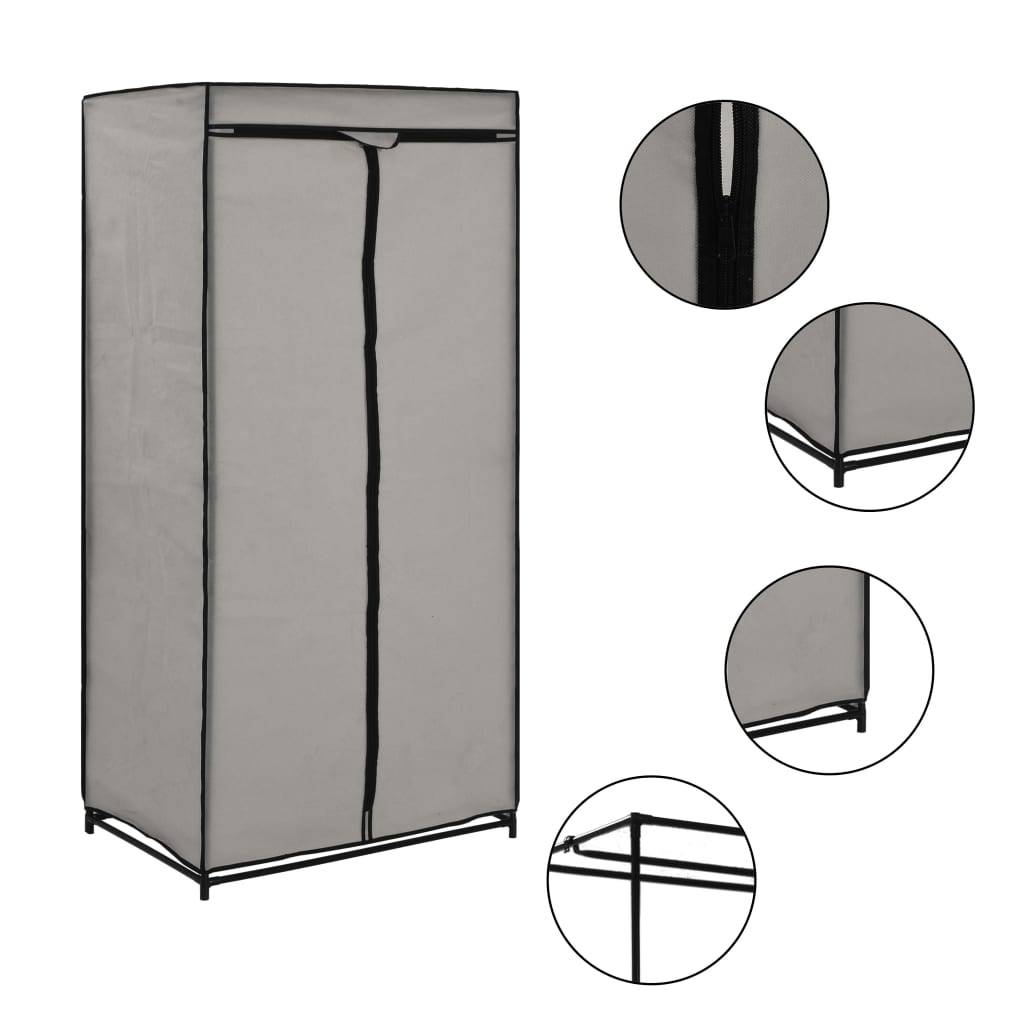 vidaXL Kleiderschränke 2 Stk. Grau 75×50×160 cm