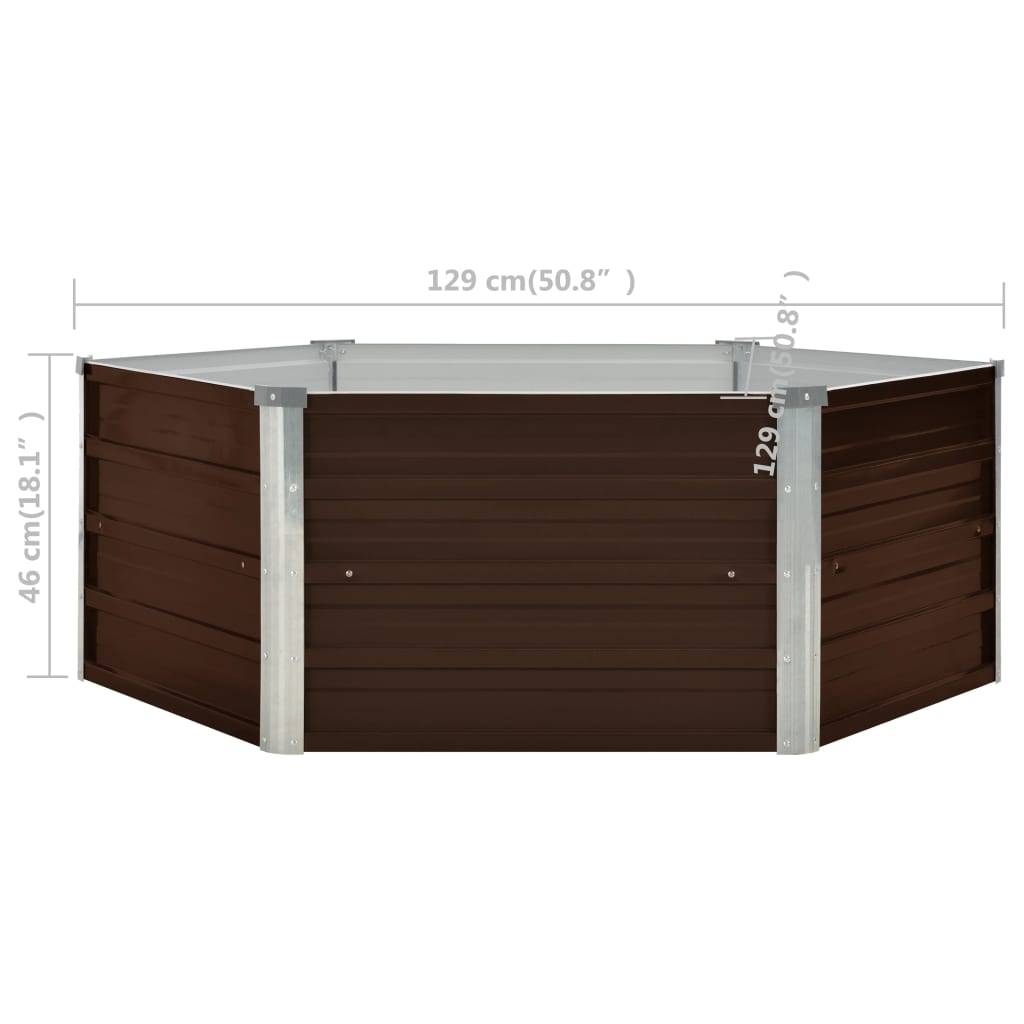 vidaXL Hochbeet Braun 129 x 129 x 46 cm Verzinkter Stahl