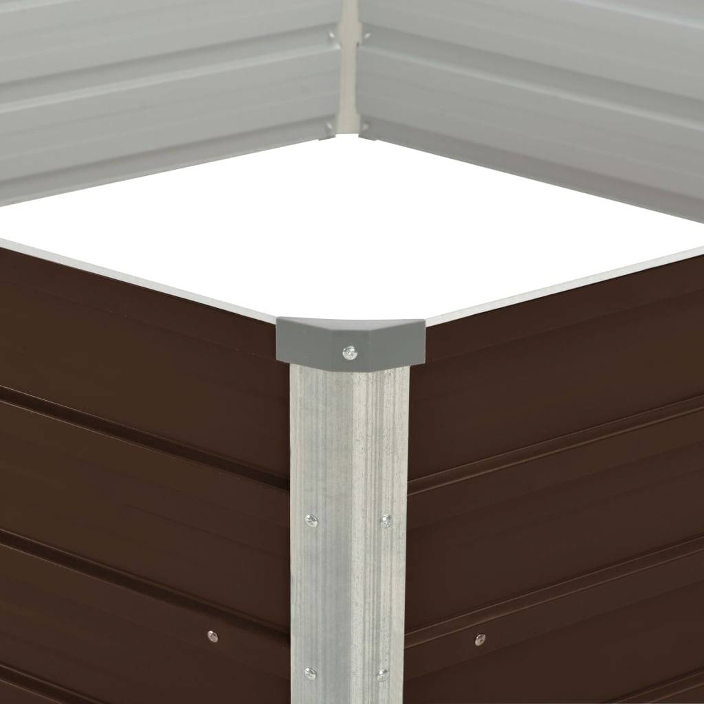 vidaXL Hochbeet Braun 129 x 129 x 46 cm Verzinkter Stahl
