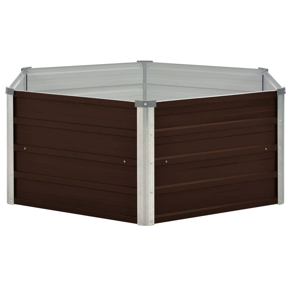 vidaXL Hochbeet Braun 129 x 129 x 46 cm Verzinkter Stahl