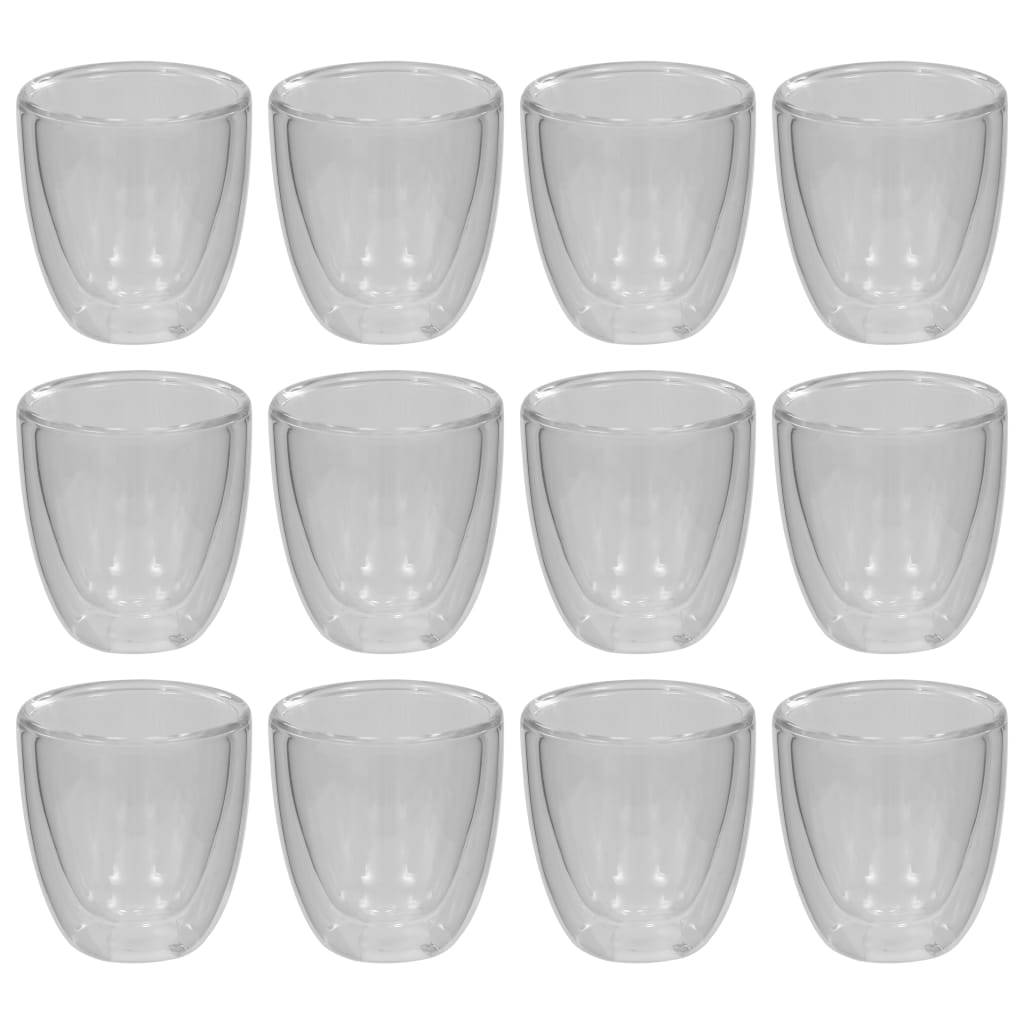 vidaXL Doppelwandiges Thermoglas für Espresso 12 Stk. 80 ml