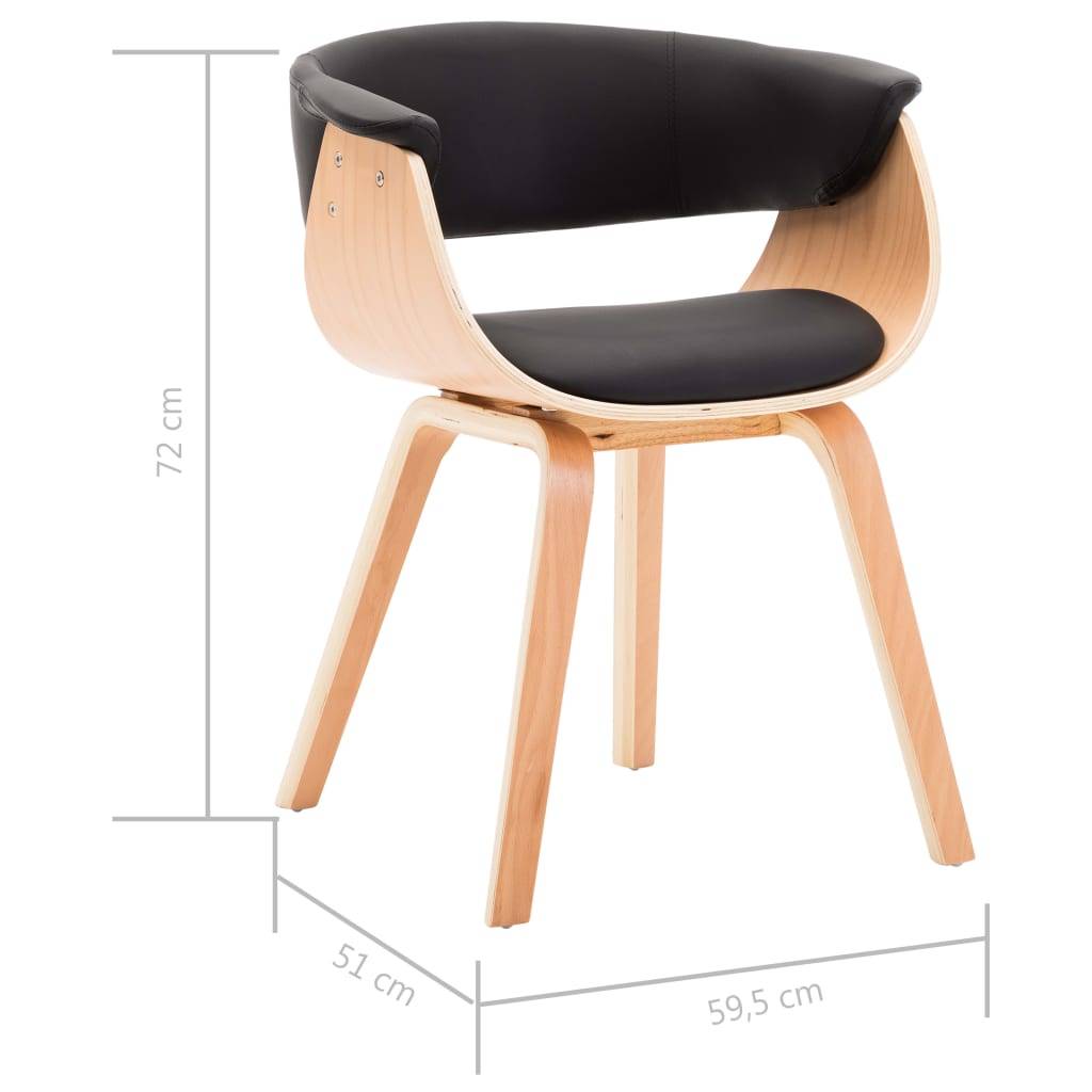 vidaXL Esszimmerstühle 4 Stk. Schwarz Bugholz und Kunstleder