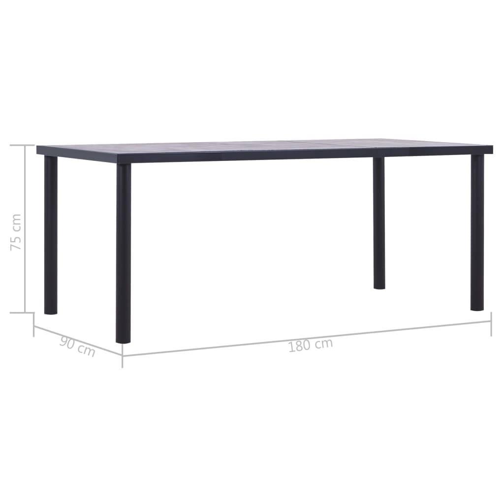 vidaXL Esstisch Schwarz und Betongrau 180 x 90 x 75 cm MDF