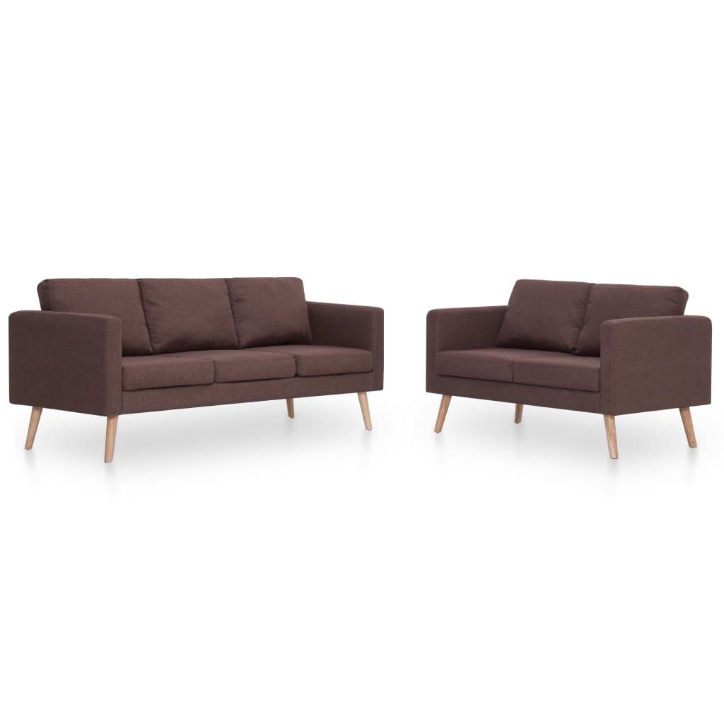 vidaXL 2-tlg. Sofagarnitur Stoff Braun