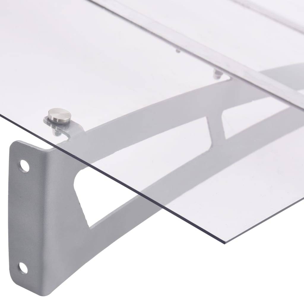 vidaXL Türvordach Silbern und Transparent 120x90 cm Polycarbonat