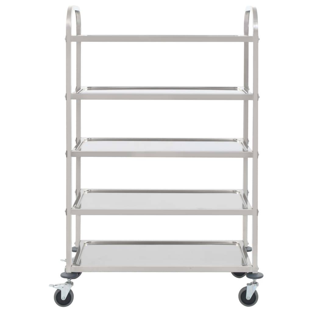 vidaXL 5-Stufiger Servierwagen 107 x 55 x 147 cm Edelstahl