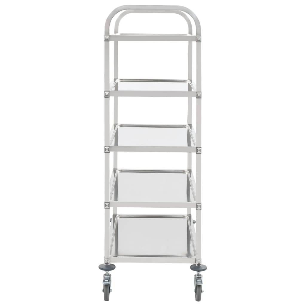 vidaXL 5-Stufiger Servierwagen 107 x 55 x 147 cm Edelstahl