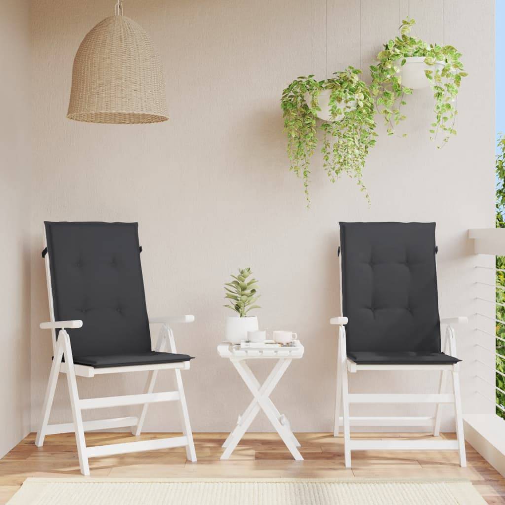 vidaXL Gartenstuhlauflagen für Hochlehner 2 Stk. Schwarz 120x50x3 cm
