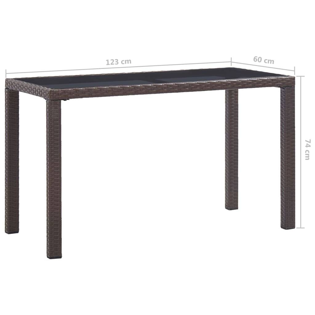 vidaXL Gartentisch Braun 123x60x74 cm Poly Rattan