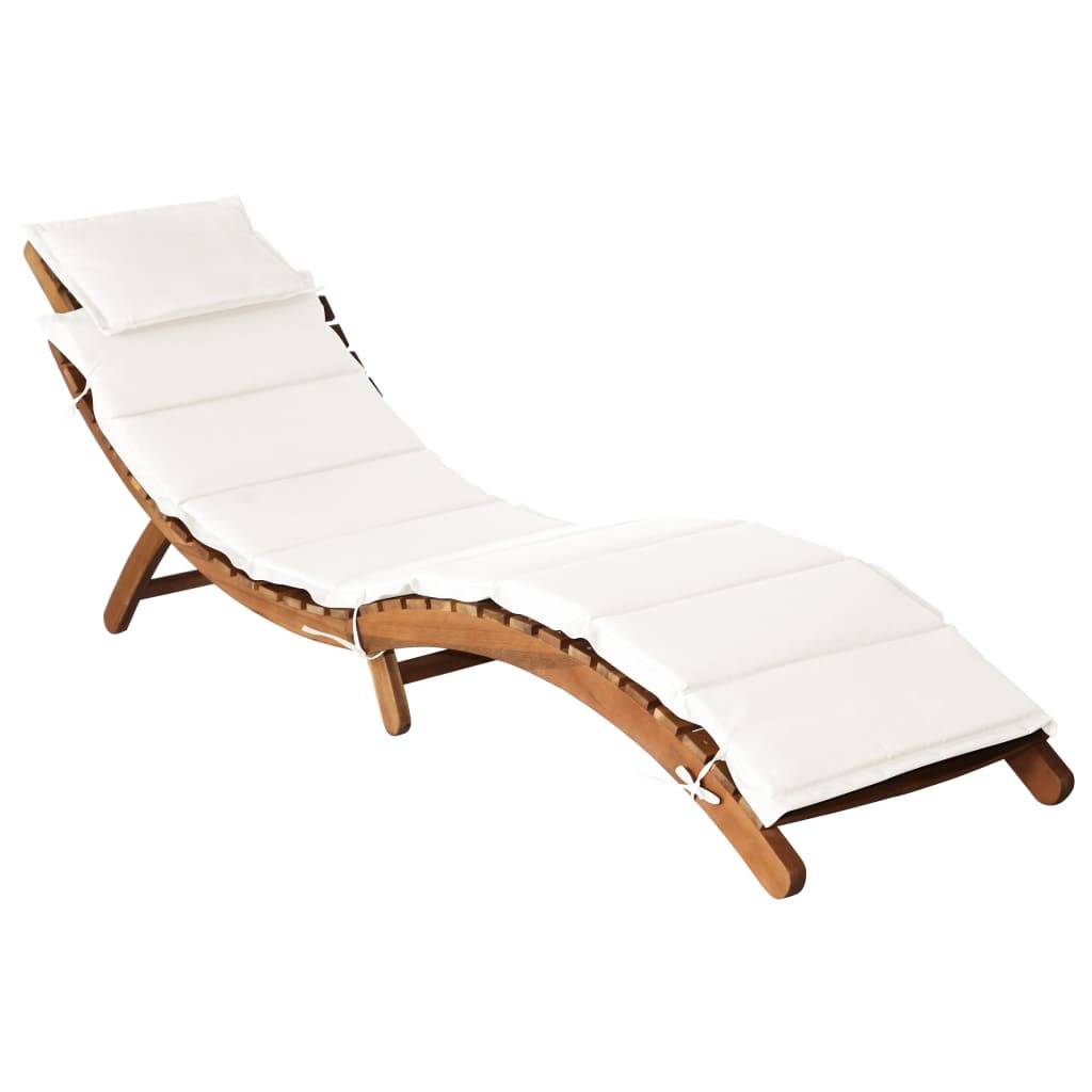 vidaXL Sonnenliege mit Auflage Massivholz Akazie Creme