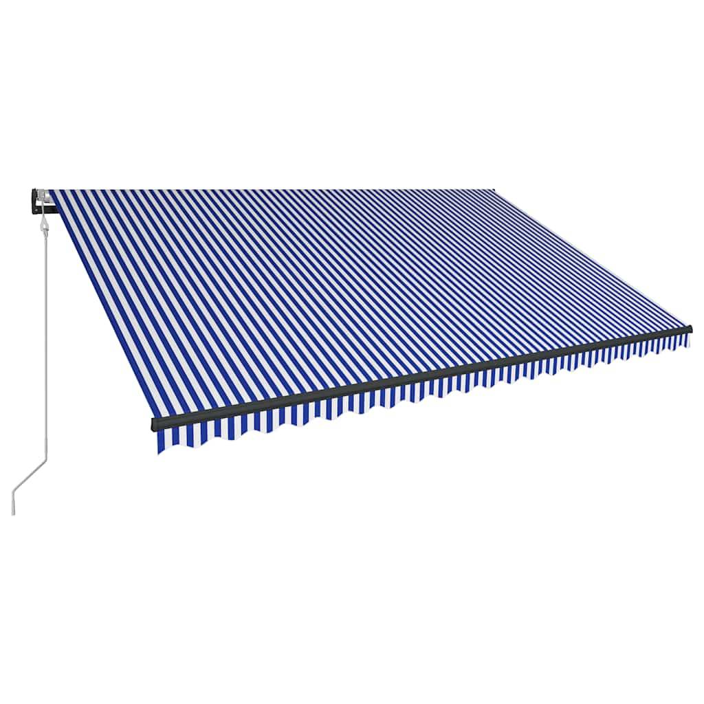 vidaXL Markise mit Windsensor & LED 500x300cm Blau und Weiß