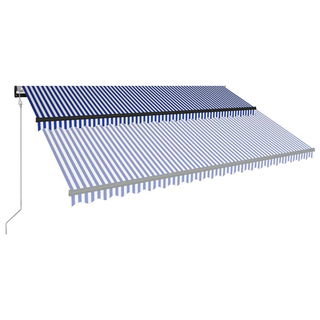 vidaXL Markise mit Windsensor & LED 500x300cm Blau und Weiß