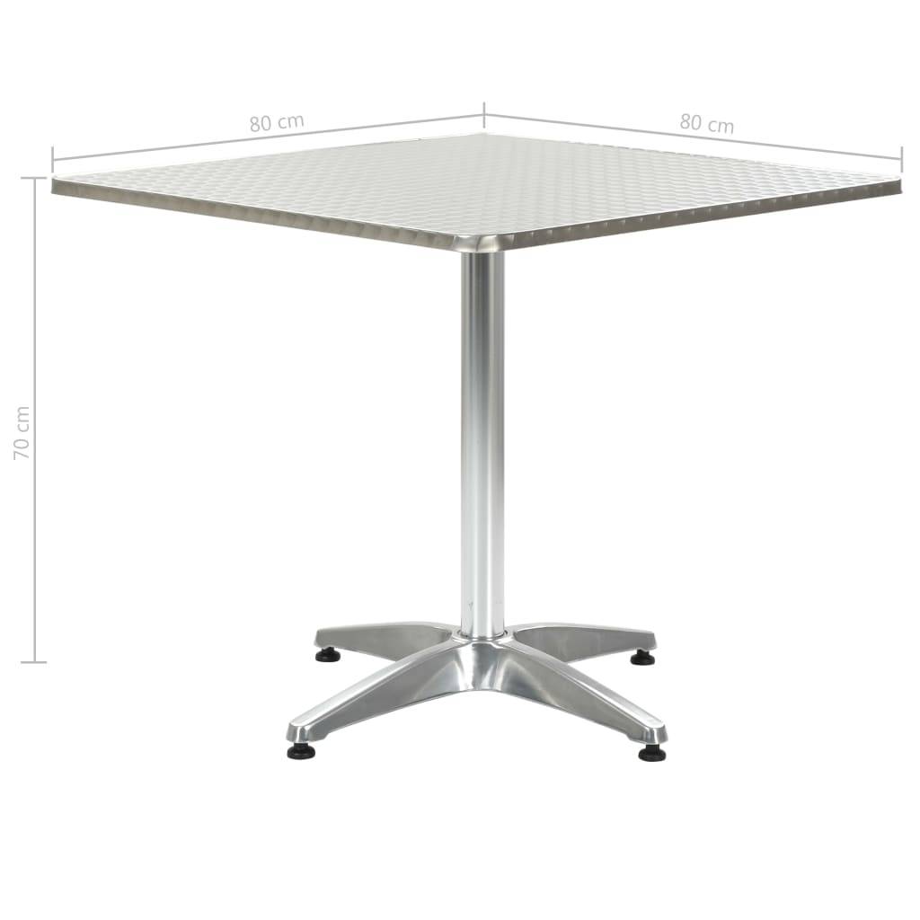 vidaXL Gartentisch Silbern 80x80x70 cm Aluminium