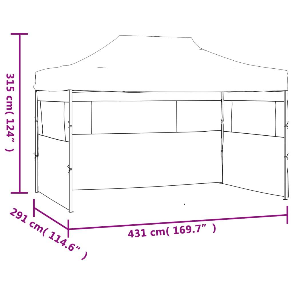 vidaXL Partyzelt Faltbar mit 3 Seitenteilen 291x413x315 cm Weiß