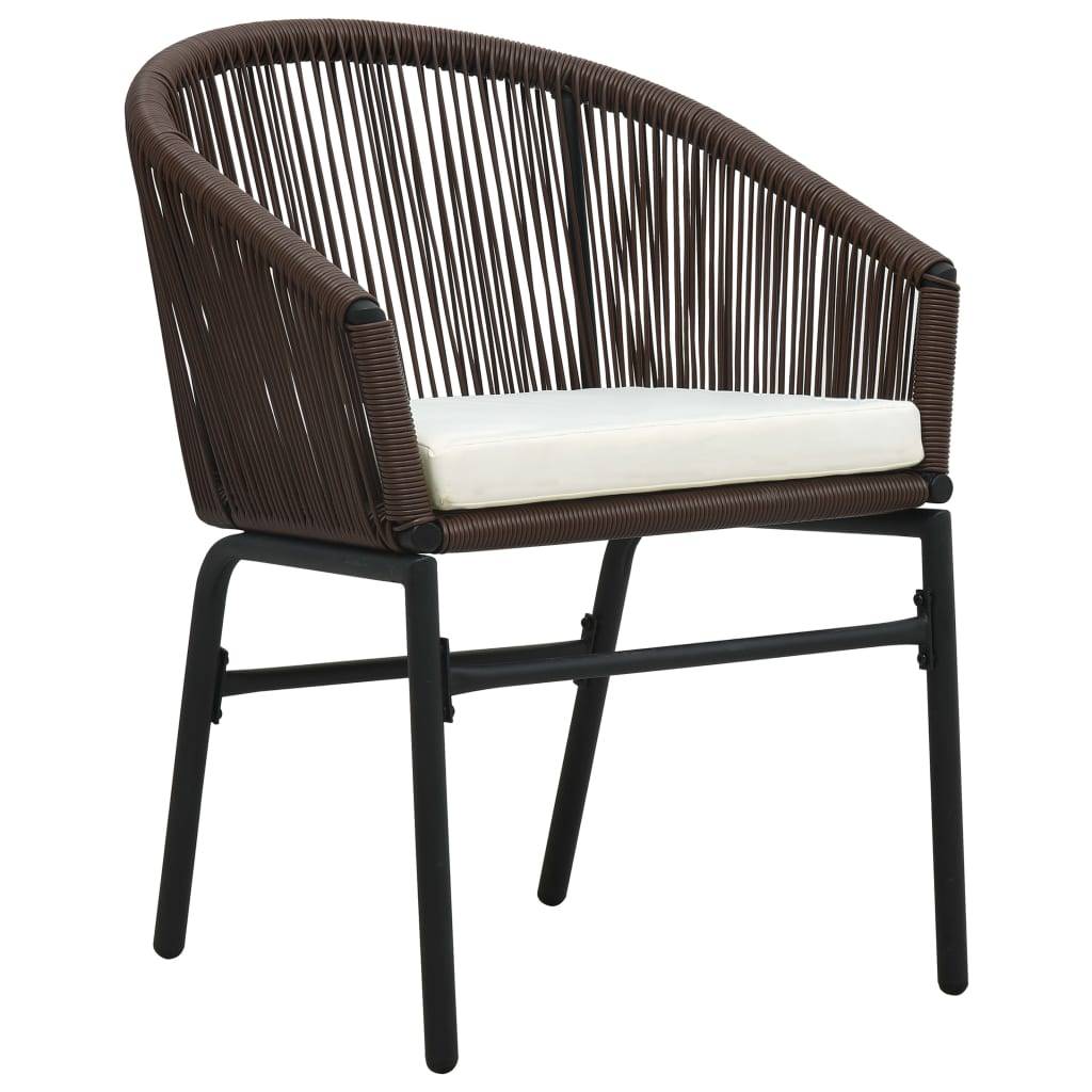vidaXL 3-tlg. Bistro-Set mit Kissen PE-Rattan Braun