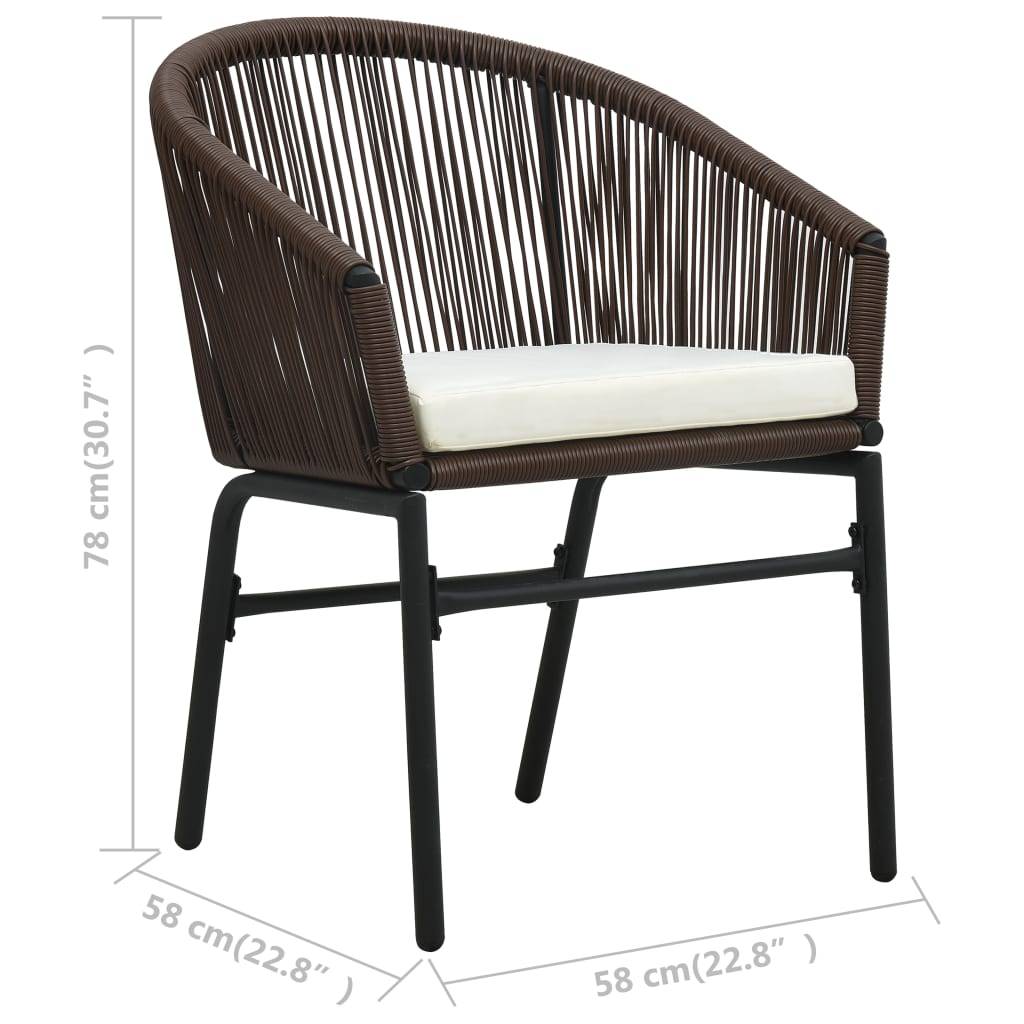 vidaXL 3-tlg. Bistro-Set mit Kissen PE-Rattan Braun