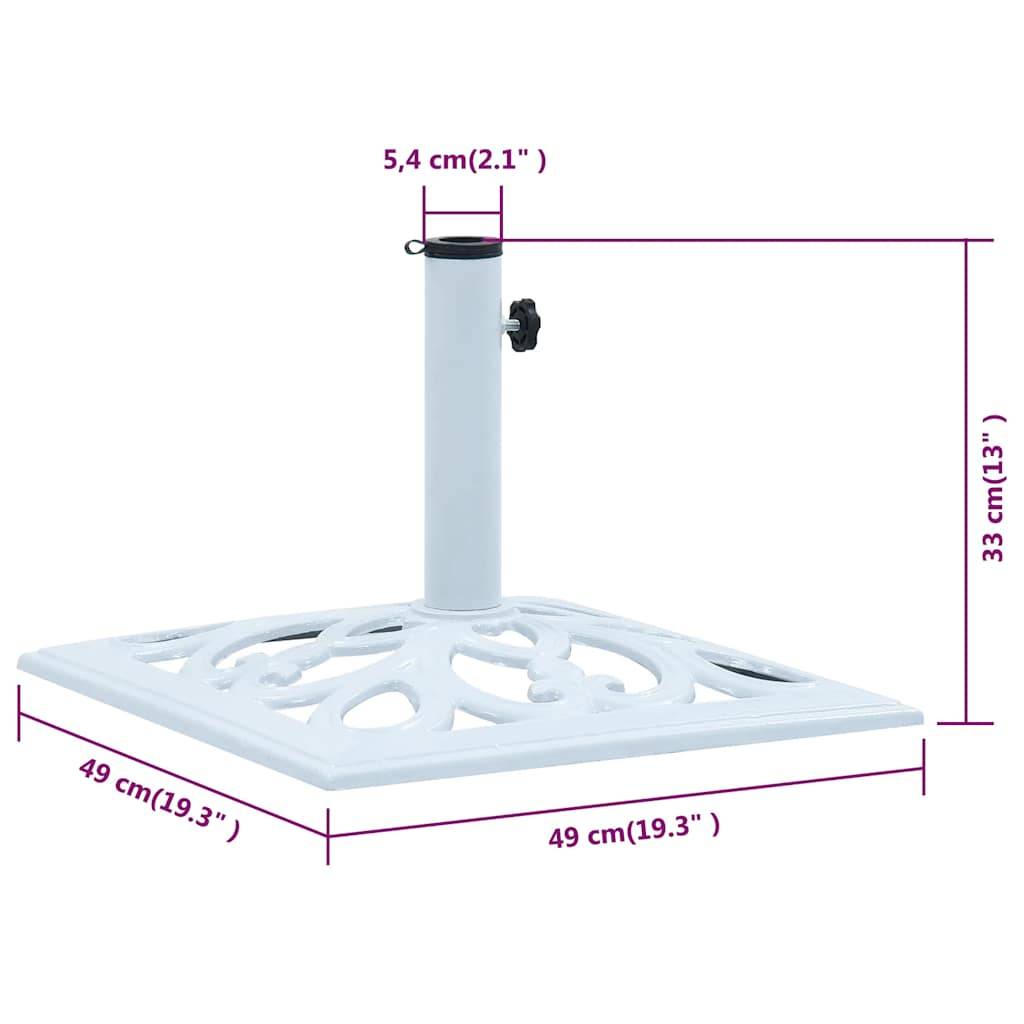 vidaXL Sonnenschirmständer Weiß 12 kg 49 cm Gusseisen