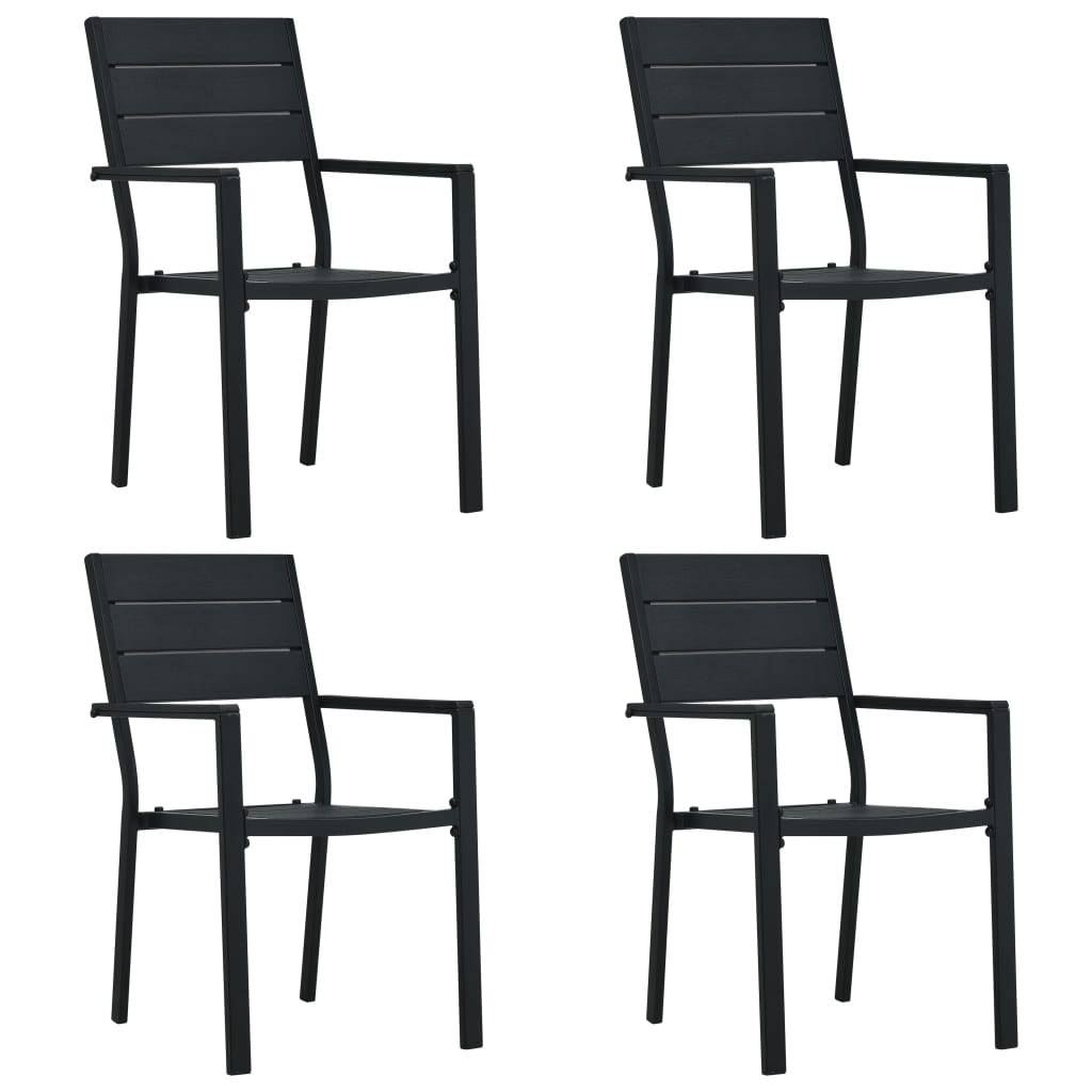 vidaXL Gartenstühle 4 Stk. Schwarz HDPE Holz-Optik