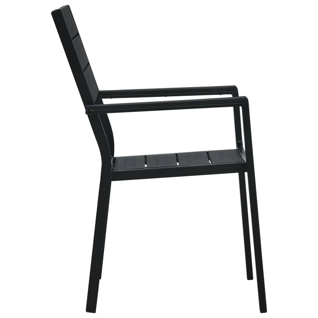 vidaXL Gartenstühle 2 Stk. Schwarz HDPE Holz-Optik