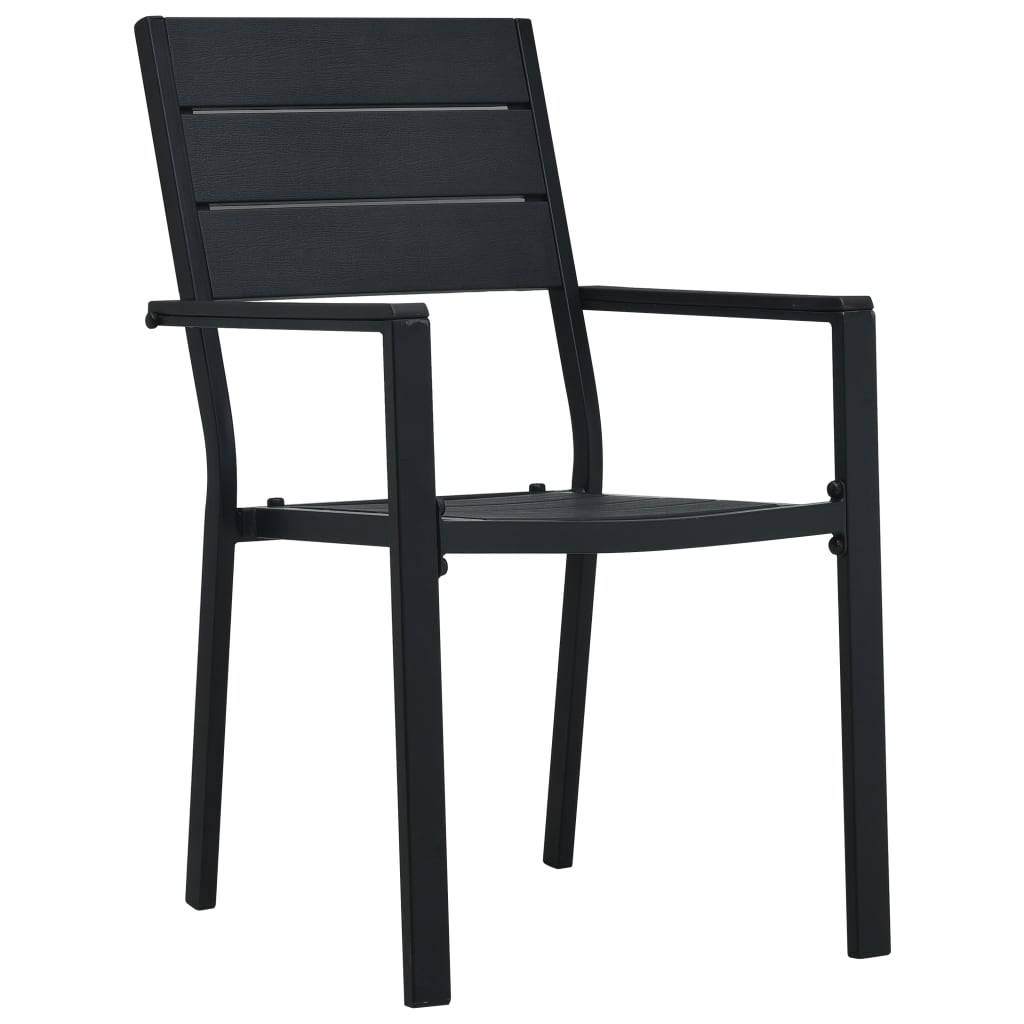 vidaXL Gartenstühle 4 Stk. Schwarz HDPE Holz-Optik