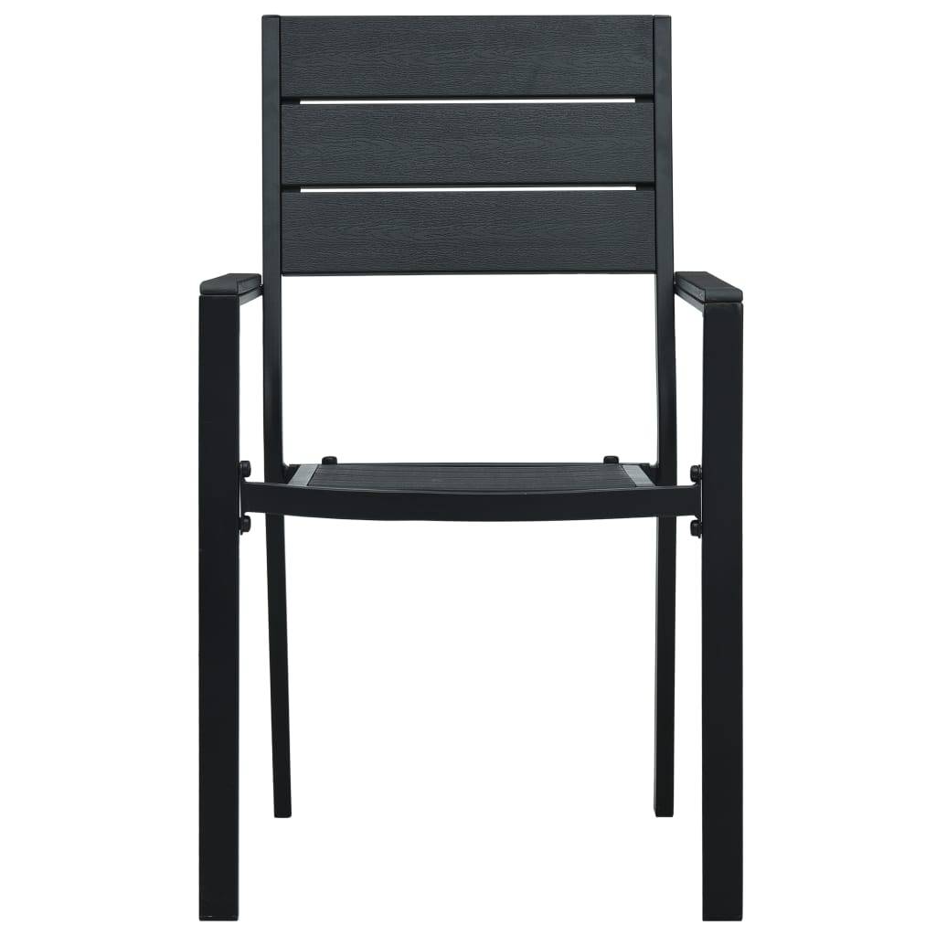 vidaXL Gartenstühle 4 Stk. Schwarz HDPE Holz-Optik