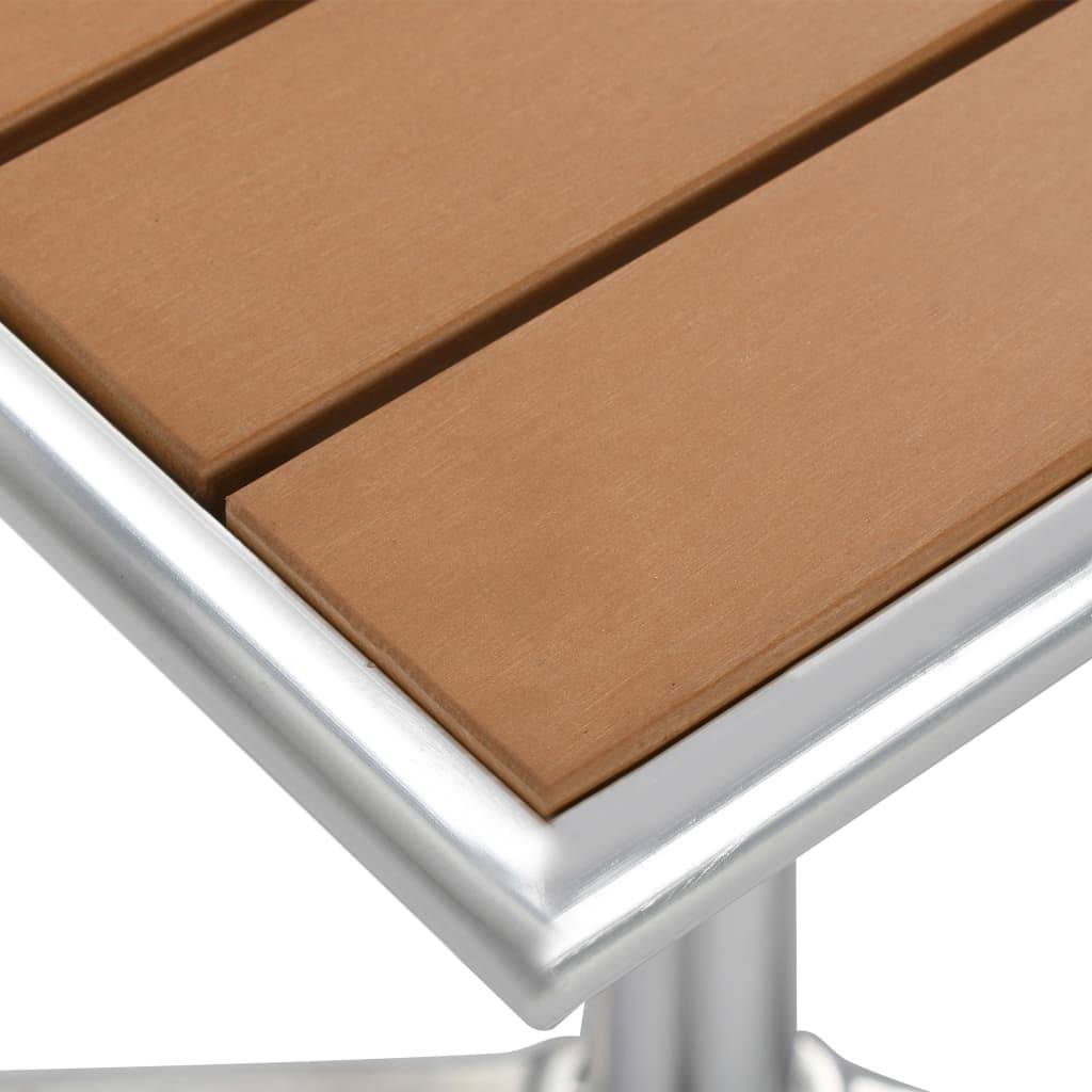 vidaXL Gartentisch Silbern 60x60x70 cm Aluminium und WPC