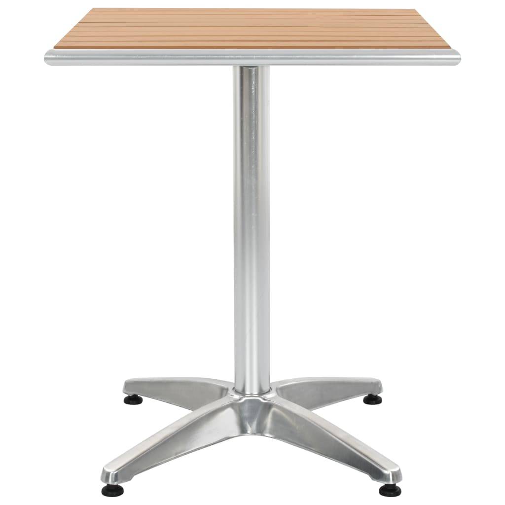 vidaXL Gartentisch Silbern 60x60x70 cm Aluminium und WPC