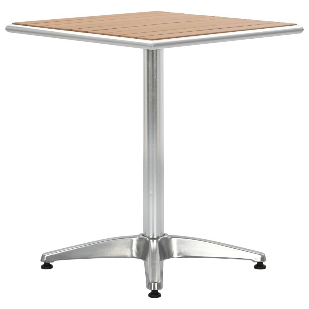 vidaXL Gartentisch Silbern 60x60x70 cm Aluminium und WPC