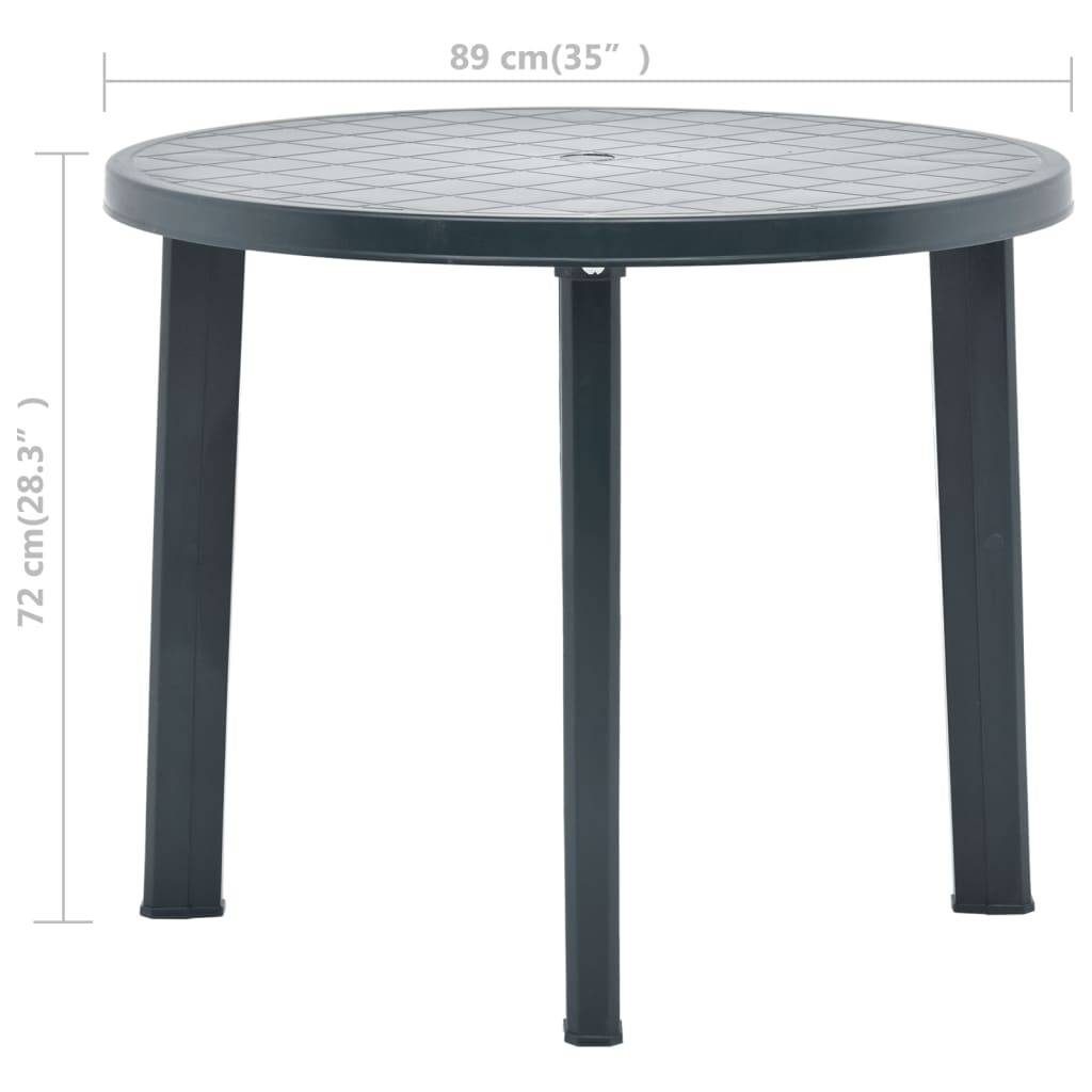 vidaXL Gartentisch Grün 89 cm Kunststoff