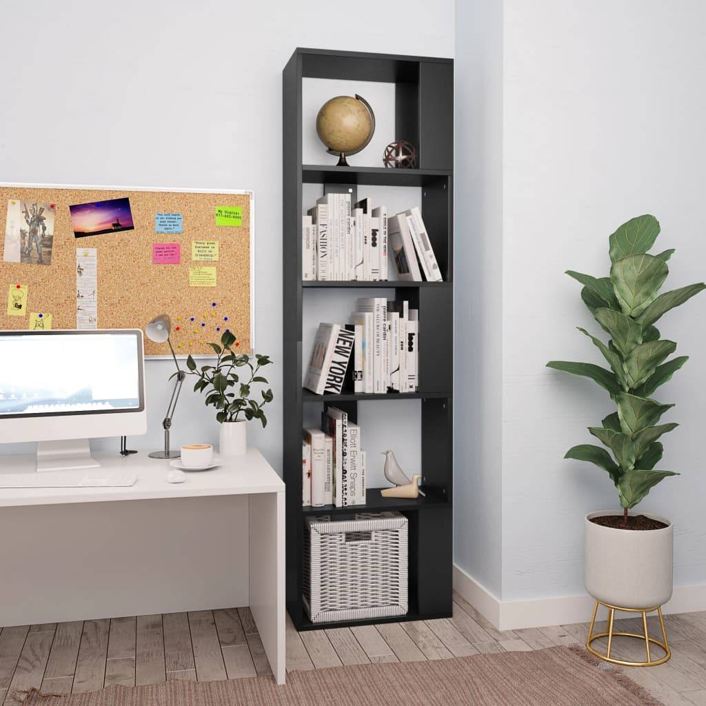vidaXL Bücherregal/Raumteiler Schwarz 45x24x159 cm Holzwerkstoff