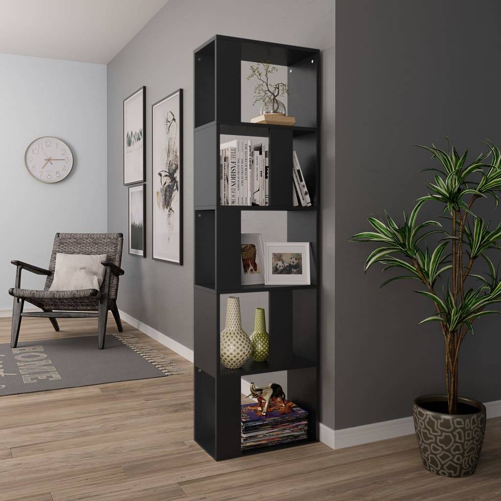 vidaXL Bücherregal/Raumteiler Schwarz 45x24x159 cm Holzwerkstoff