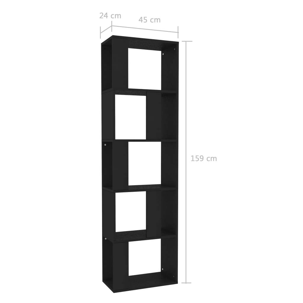 vidaXL Bücherregal/Raumteiler Schwarz 45x24x159 cm Holzwerkstoff
