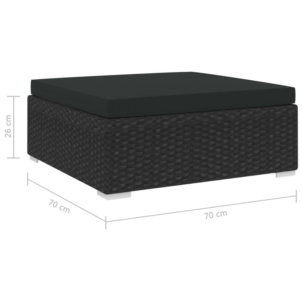 vidaXL Modular-Fußhocker 1 Stk. mit Kissen Poly-Rattan Schwarz