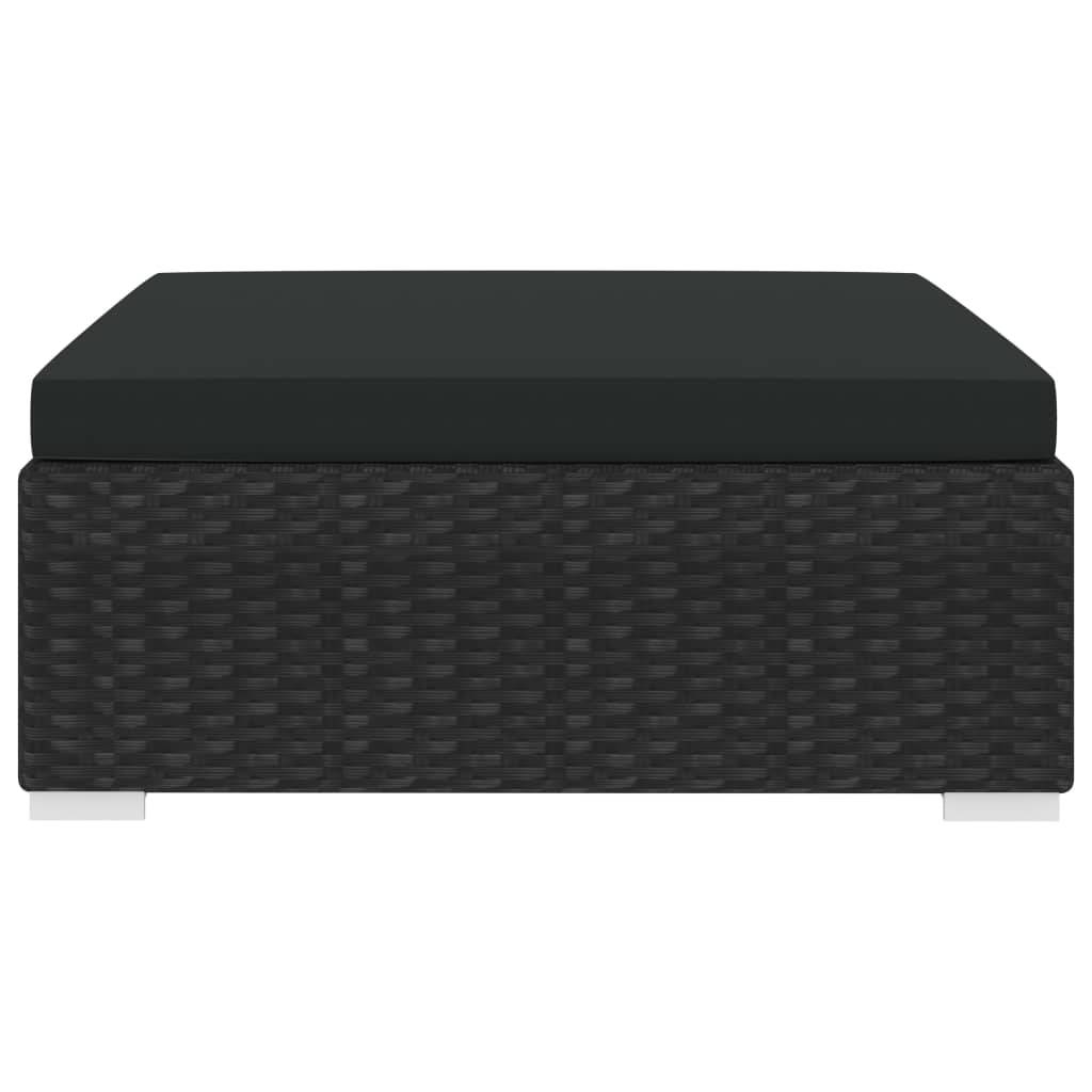 vidaXL Modular-Fußhocker 1 Stk. mit Kissen Poly-Rattan Schwarz