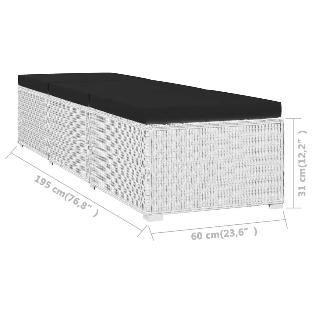 vidaXL Sonnenliege mit Auflage und Teetisch Poly Rattan Weiß