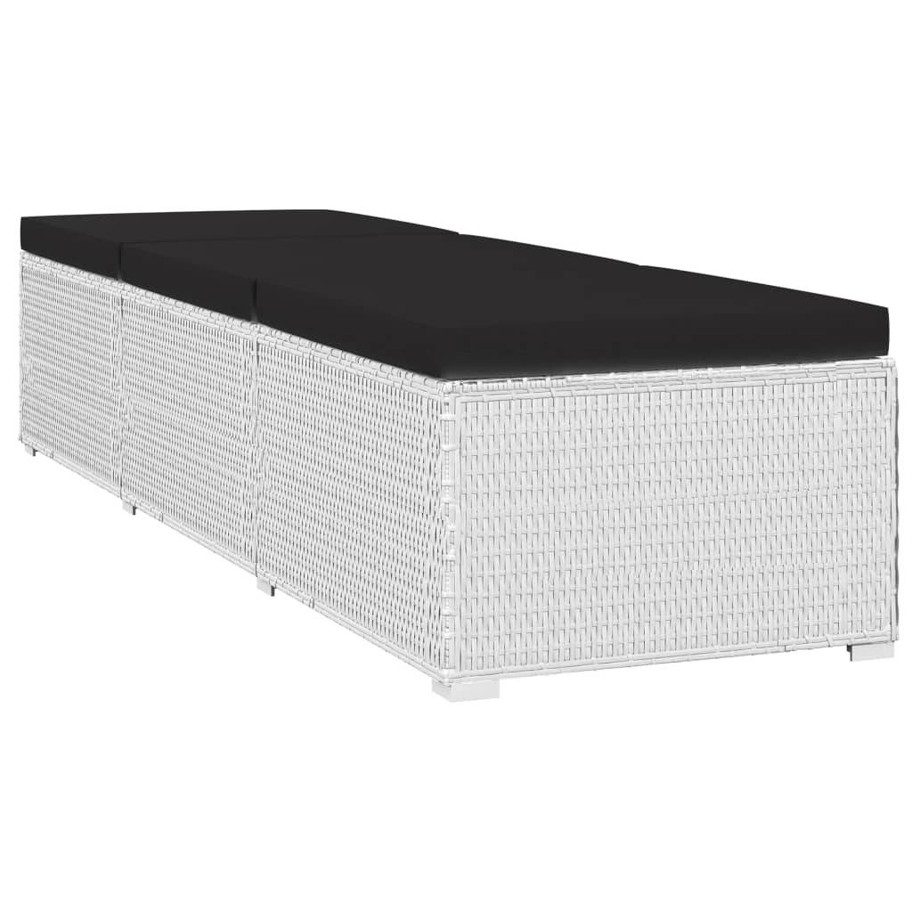 vidaXL Sonnenliege mit Auflage und Teetisch Poly Rattan Weiß