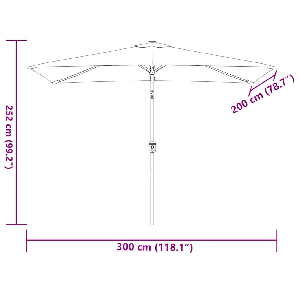 vidaXL Sonnenschirm mit Metall-Mast 300x200 cm Schwarz