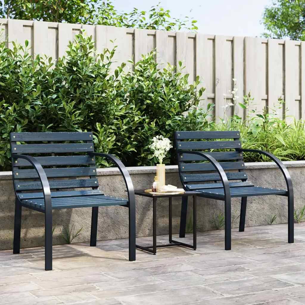 vidaXL Gartenstühle 2 Stk. Grau Holz