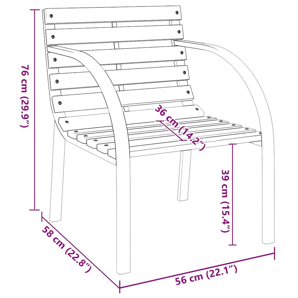 vidaXL Gartenstühle 2 Stk. Grau Holz