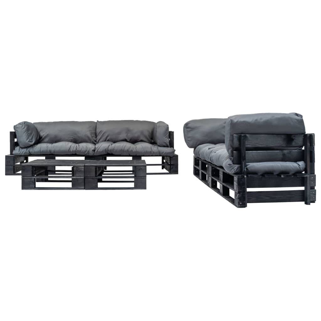 vidaXL 6-tlg. Garten-Lounge-Set aus Paletten mit Grauen Kissen Holz