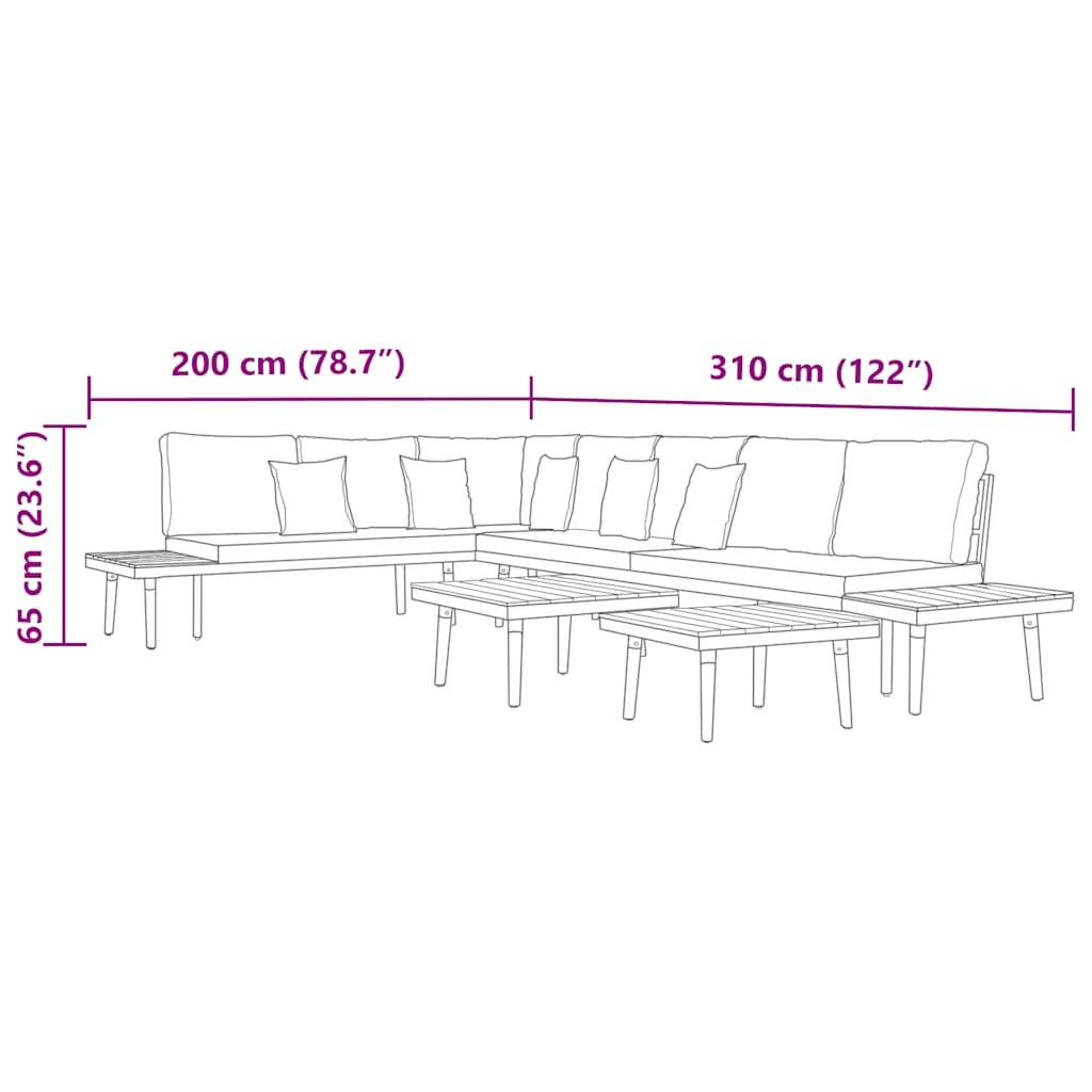 vidaXL 7-tlg. Garten-Lounge-Set mit Kissen Massivholz Akazie Braun