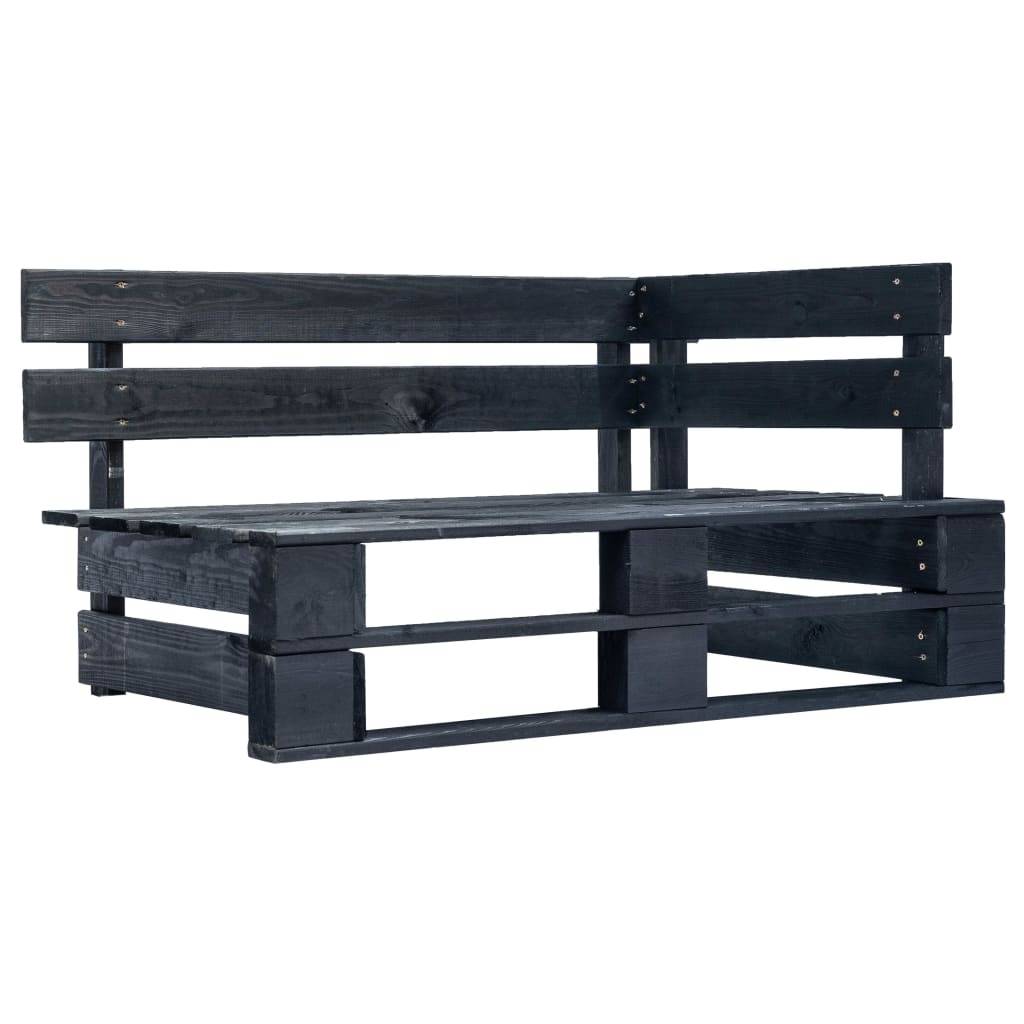 vidaXL Outdoor-Eckbank Paletten Holz Schwarz