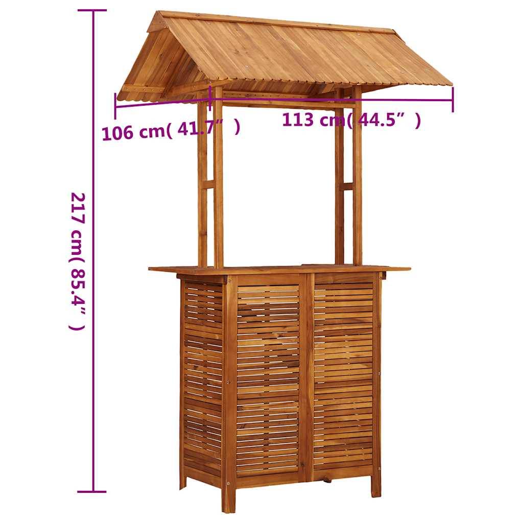 vidaXL Outdoor-Bartisch mit Dach 113x106x217 cm Akazie Massivholz