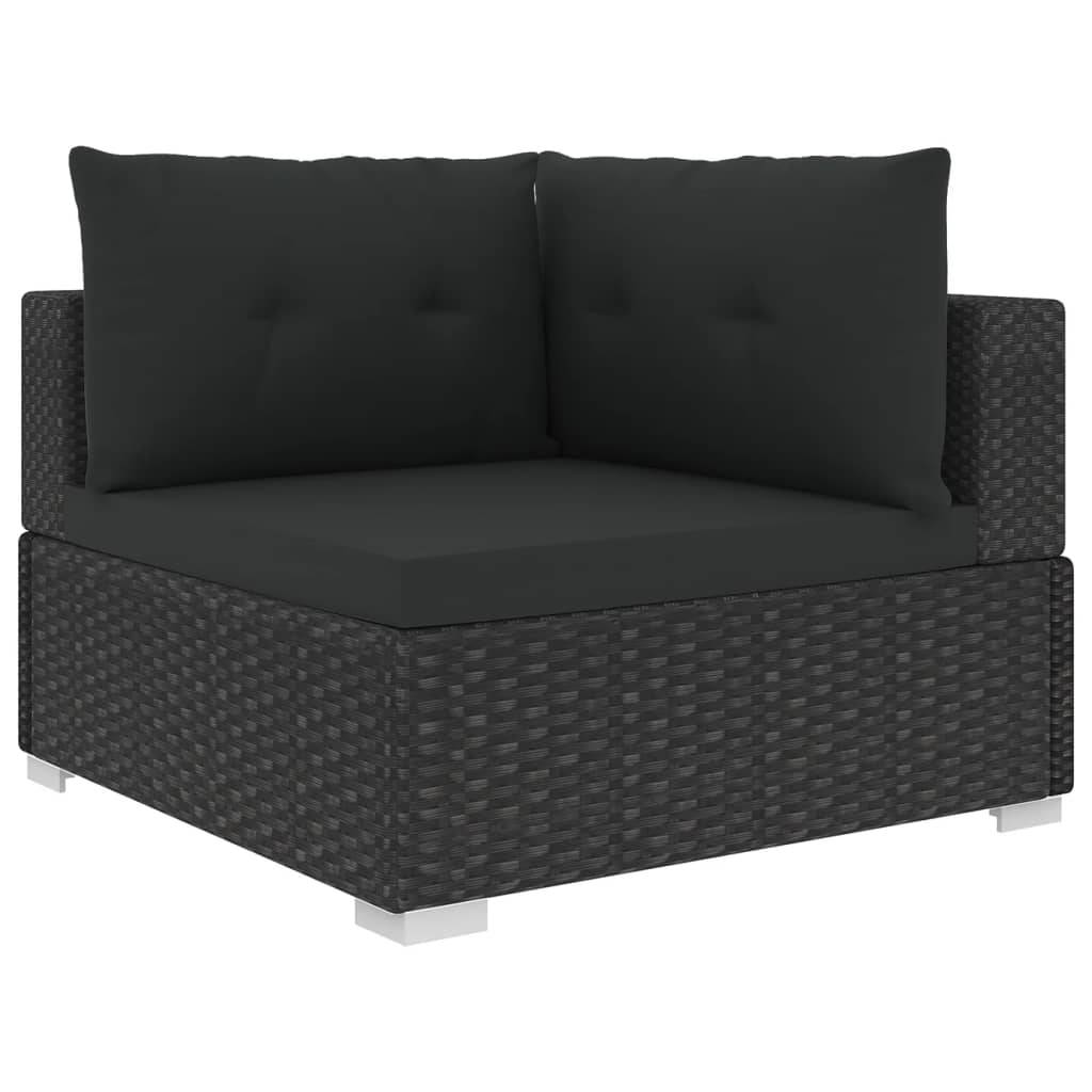 vidaXL 10-tlg. Garten-Lounge-Set mit Auflagen Poly Rattan Schwarz