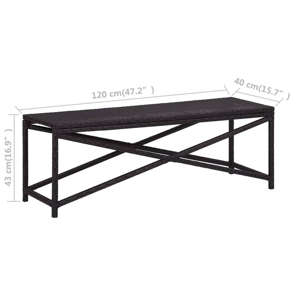 vidaXL Gartenbank 120 cm Poly Rattan Schwarz