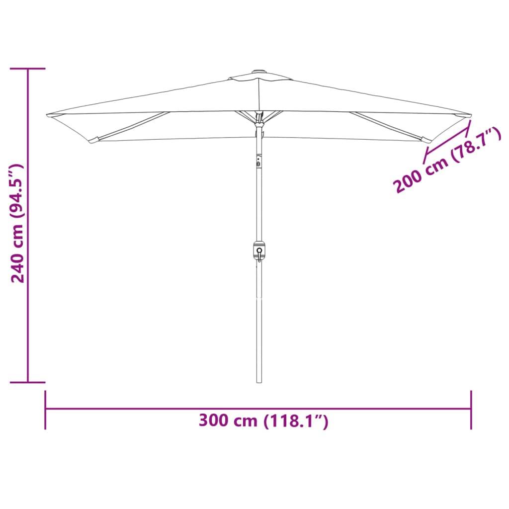 vidaXL Sonnenschirm mit Metall-Mast 300x200 cm Bordeauxrot