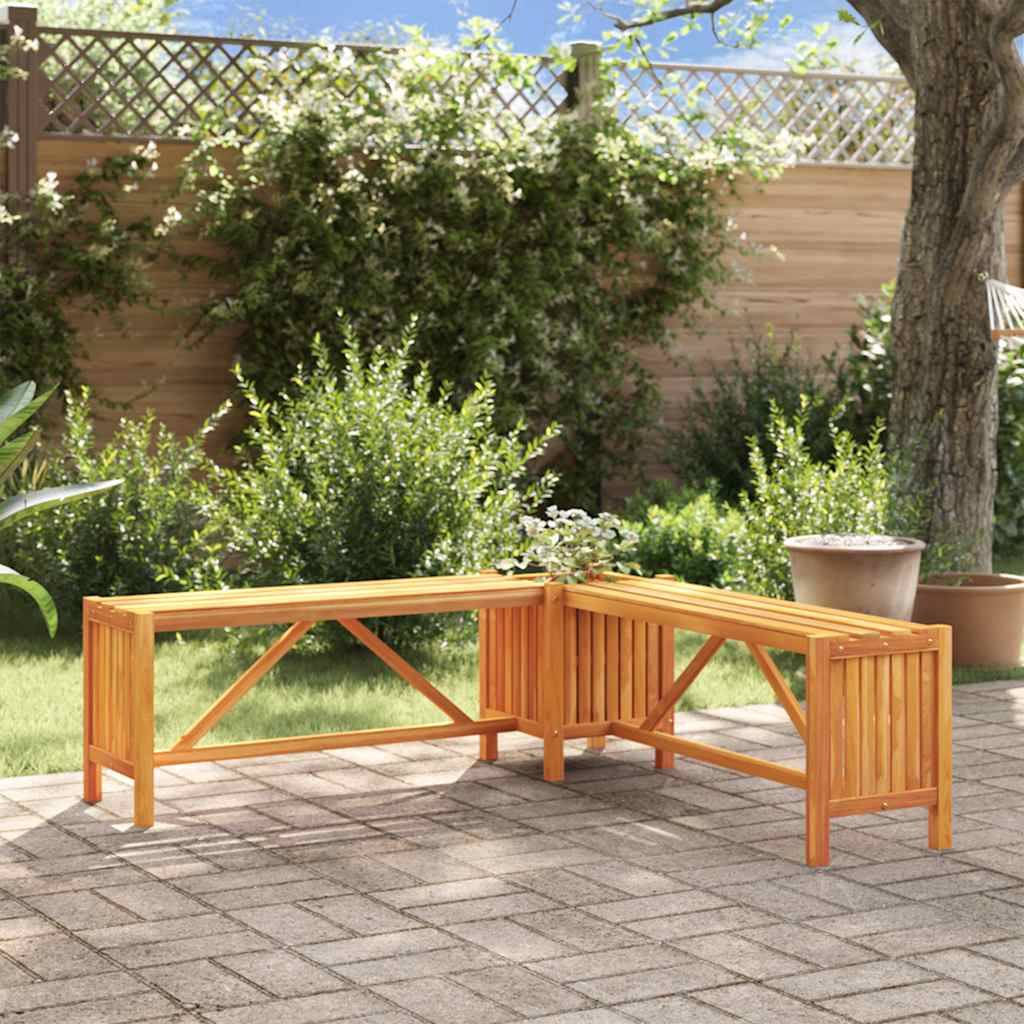 vidaXL Garten-Eckbank mit Pflanzkübel 117×117×40 cm Massivholz Akazie