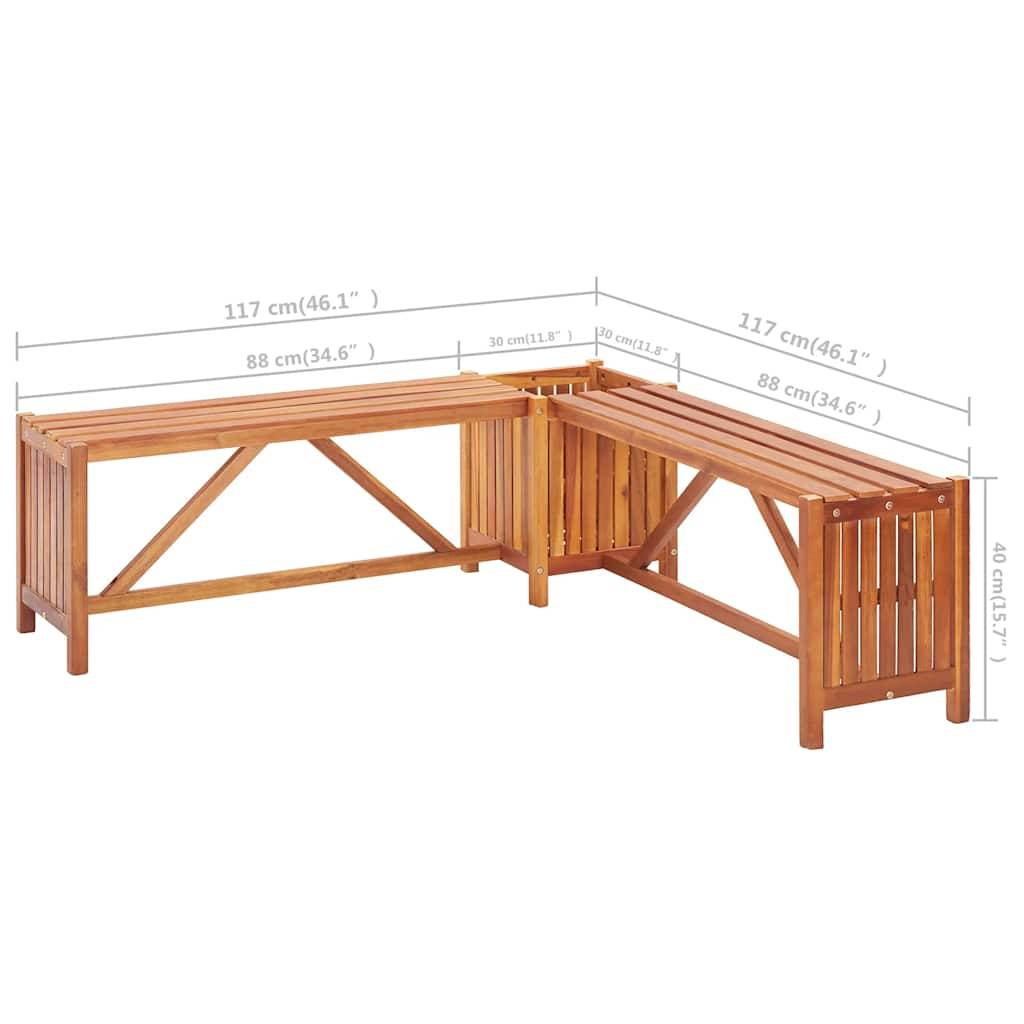 vidaXL Garten-Eckbank mit Pflanzkübel 117×117×40 cm Massivholz Akazie
