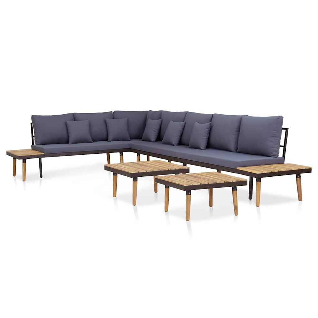 vidaXL 7-tlg. Garten-Lounge-Set mit Kissen Massivholz Akazie Braun